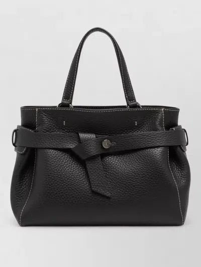 Gianni Chiarini Miranda Tote Bag Contrast Stitching Strap In Black