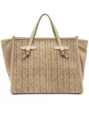 Gianni Chiarini Marcella Herringbone-straw Tote Bag In Brown