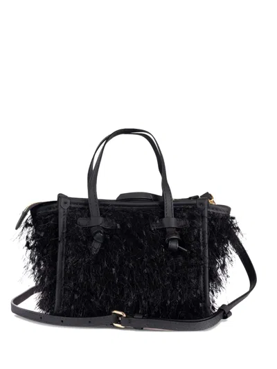Gianni Chiarini Miss Marcela Fringed Knot-detail Mini Bag In Black