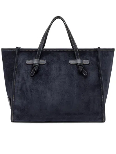 Gianni Chiarini Miss Marcella 32 Black Suede Tote In Blue
