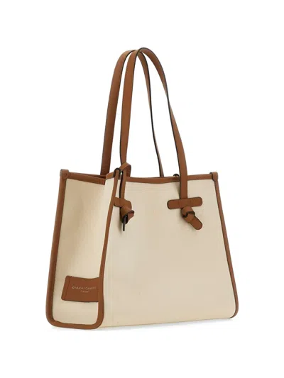 Gianni Chiarini Miss Marcella 32 Leather-trim Shoulder Bag In Neutral