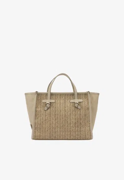 Gianni Chiarini Miss Marcella 32 Raffia And Suede Tote Bag In Neutral