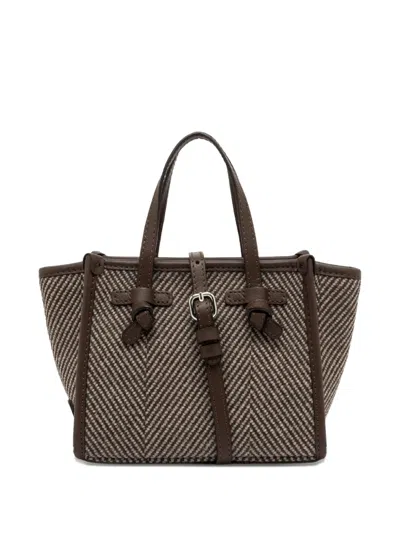 Gianni Chiarini Miss Marcella Herringbone-pattern Tote Bag In Brown