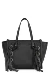 Gianni Chiarini Miss Marcella Black Leather Bag With Fringes In Black