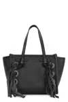 Gianni Chiarini Miss Marcella Black Leather Bag With Fringes In Black