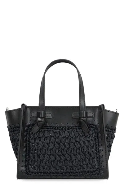 Gianni Chiarini Miss Marcella Raffia Handbag In Black