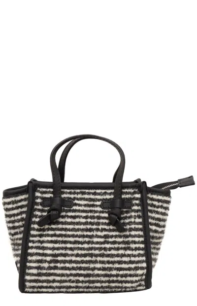 Gianni Chiarini Miss Marcella Striped Tote Bag In Black