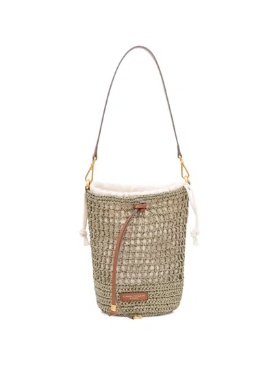 Gianni Chiarini Nefeli Crochet-knit Bucket Bag In Green