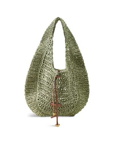 Gianni Chiarini Nefeli Round Paper Straw Shoulder Bag Green