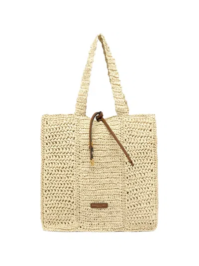Gianni Chiarini Nefeli Square Paper Tote Bag Cream In Neutral