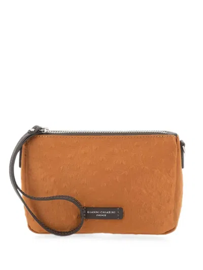 Gianni Chiarini Nora Ostrich-effect Clutch Bag In Pink