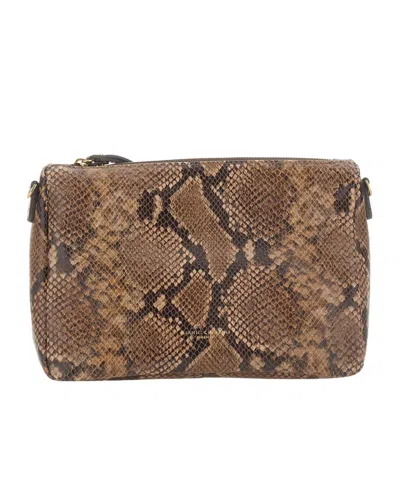 Gianni Chiarini Nora Snake-print Leather Clutch Bag In Brown