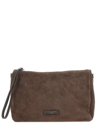 Gianni Chiarini Nora Pouch Suede Clutch Bag In Brown