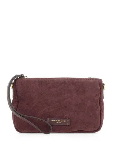 Gianni Chiarini Nora Suede Clutch Bag In Burgundy