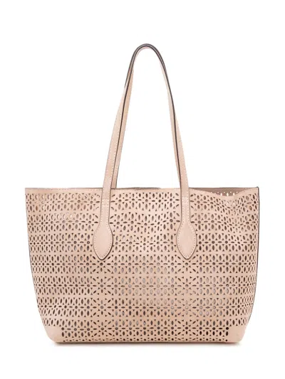 Gianni Chiarini Open-work Tote Handbag With Double Handles In Pink