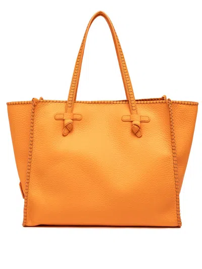 Gianni Chiarini Orange Soft Leather Shopping Bag In Flame Orange