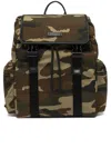 Gianni Chiarini Camouflage Backpack With Adjustable Straps And Side Zip Pockets In Brown