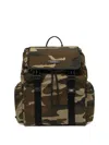 Gianni Chiarini Camouflage Backpack With Adjustable Straps And Side Zip Pockets In Brown