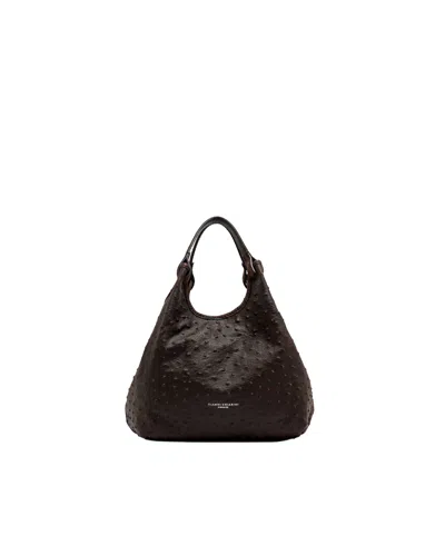Gianni Chiarini Ostrich-embossed Leather Shoulder Bag With Dual Handles In Pink