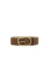 Gianni Chiarini Oval-buckle Suede Belt In Brown