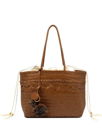 Gianni Chiarini Paloma Drawstring Woven Tote Bag In Brown