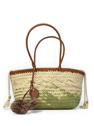 Gianni Chiarini Paloma Woven Braided-handle Shoulder Bag In Green