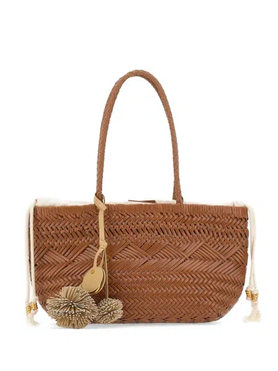 Gianni Chiarini Paloma Woven Leather Shoulder Bag In Brown
