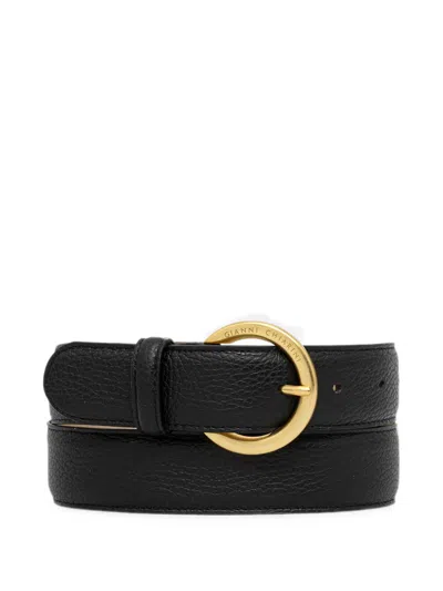 Gianni Chiarini Pebbled-leather Belt In Black
