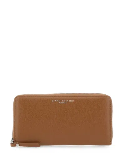 Gianni Chiarini Pebbled-leather Zip-around Wallet In Brown