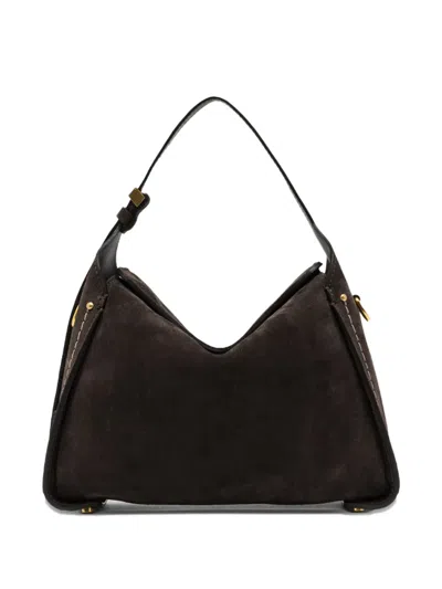 Gianni Chiarini Penelope Suede Shoulder Bag In Brown
