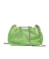 Gianni Chiarini Green Glitter Pearl Clutch Bag With Curled Effect In Green
