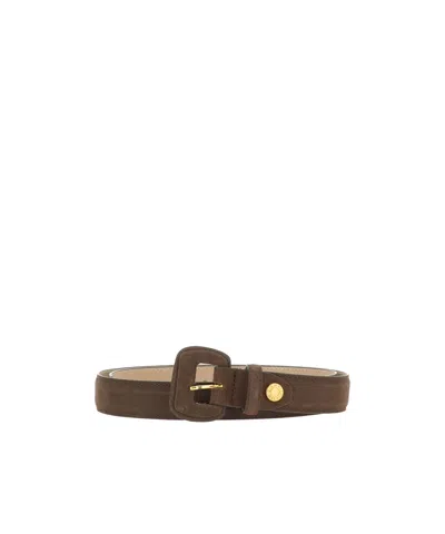 Gianni Chiarini Suede Buckle Belt In Brown