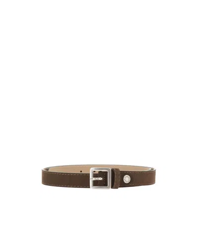 Gianni Chiarini Calf Suede Buckle-fastening Belt In Brown