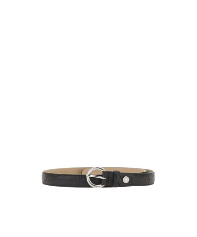 Gianni Chiarini Leather Belt With Round Buckle In Black