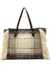 Gianni Chiarini Plaid Fringed Tote Bag