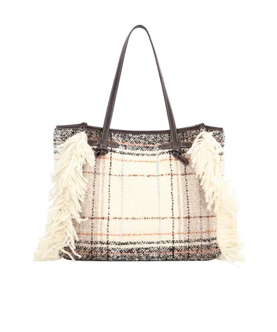 Gianni Chiarini Plaid Fringed Tote Bag In Multi