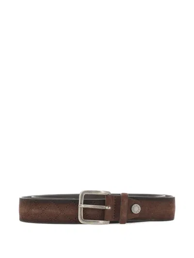 Gianni Chiarini Quilted Suede Belt In Brown