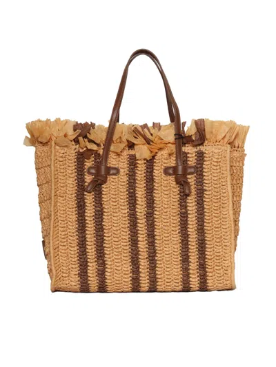 Gianni Chiarini Raffia Shopper In Brown