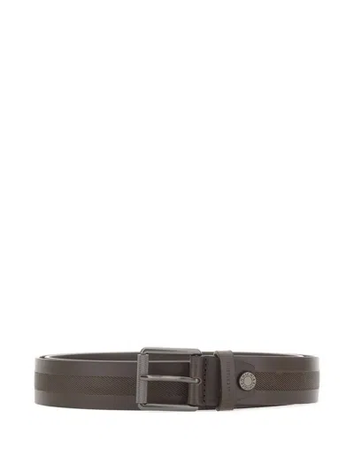 Gianni Chiarini Ribbed Buckle Leather Belt In Brown