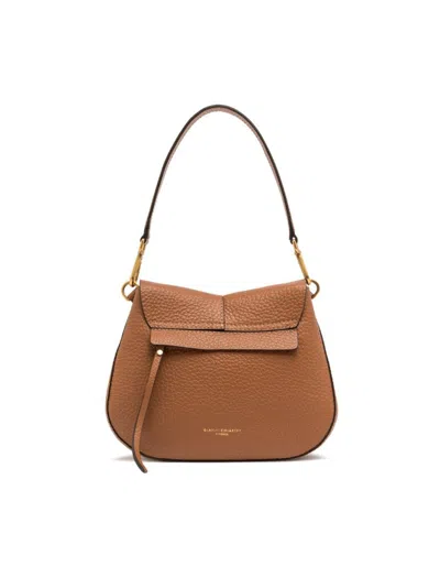 Gianni Chiarini Round Structured Handbag With Maxi Grained Leather In Brown
