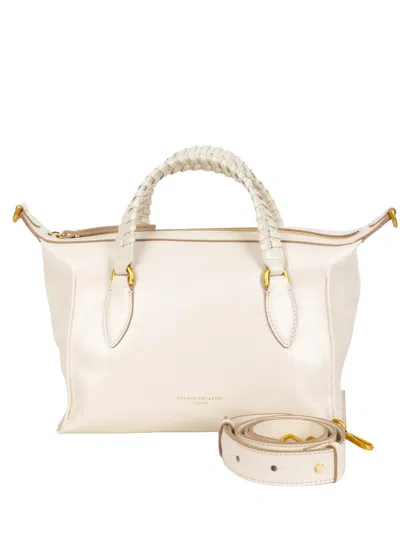 Gianni Chiarini Roxy Braided-handle Tote Bag In White