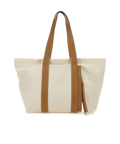 Gianni Chiarini Sarah Canvas Shoulder Bag In Nude