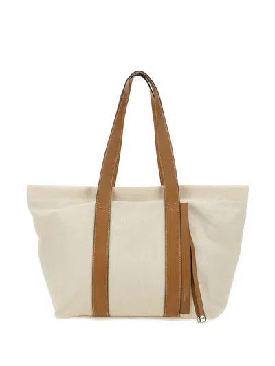 Gianni Chiarini Sarah Canvas Shoulder Bag In Neutrals