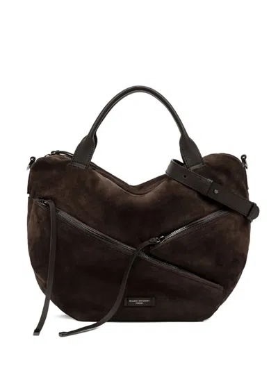 Gianni Chiarini Shania Suede Zip-detail Tote Bag In Brown