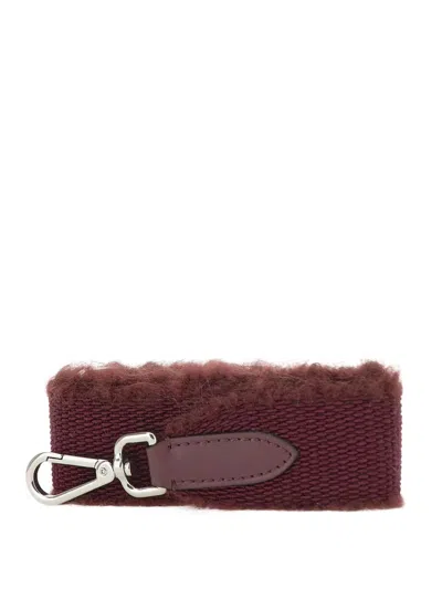Gianni Chiarini Shearling-trimmed Shoulder Bag Strap In Red