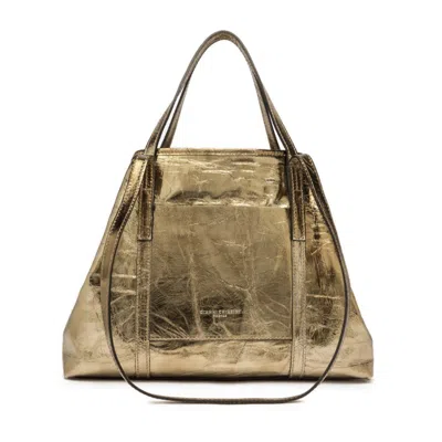 Gianni Chiarini Shopping Bag In Unlined Superlight Gold Laminated Leather