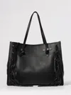Gianni Chiarini Marcella Black Leather Bag With Fringes In Black