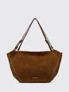 Gianni Chiarini Suede Shoulder Bag With Adjustable Strap And Contrast Stitching In Brown