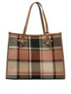 Gianni Chiarini Plaid Shopper Bag With Leather Trim In Brown