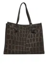 Gianni Chiarini Stitching Crocodile Pattern Dual Handles In Brown